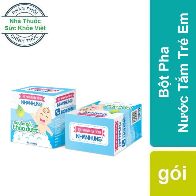 Chính Hãng : Bột pha nước tắm trẻ em Nhân Hưng (Hộp 12 và 30 gói)