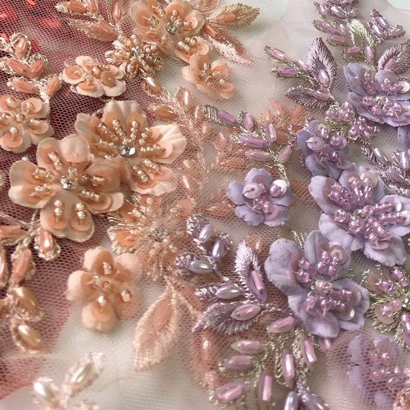 1 Tấm Vải Ren Thêu Hoa 3d 21 * 12cm