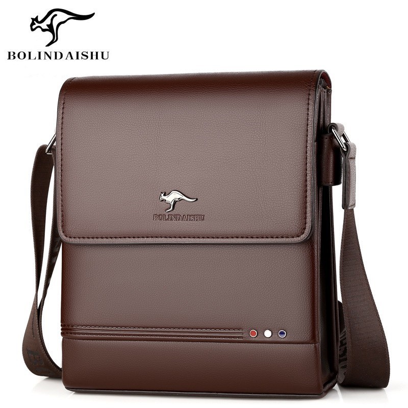 Túi đeo chéo nam da bò T75 BOLINDAISHU ̣27x23x5cm bảo hành 12 tháng (Nâu- Đen)