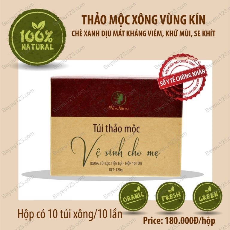 Hộp 10 túi Thảo mộc vệ sinh vùng kín Wonmom cho Mẹ sau sinh 120g - Việt Nam