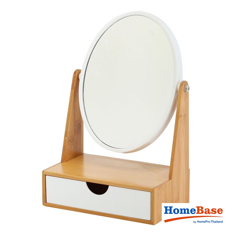 HomeBase STACKO Hộp đựng nữ trang 1 ngăn kéo có gương MOKU W17.5xH25xD10.4cm màu trắng