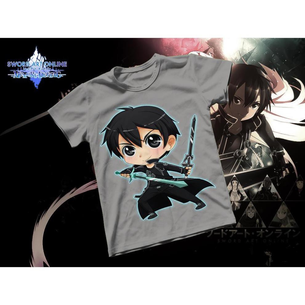 Áo thun Cotton Unisex - Anime - Sword Art Online - Kirito chibi