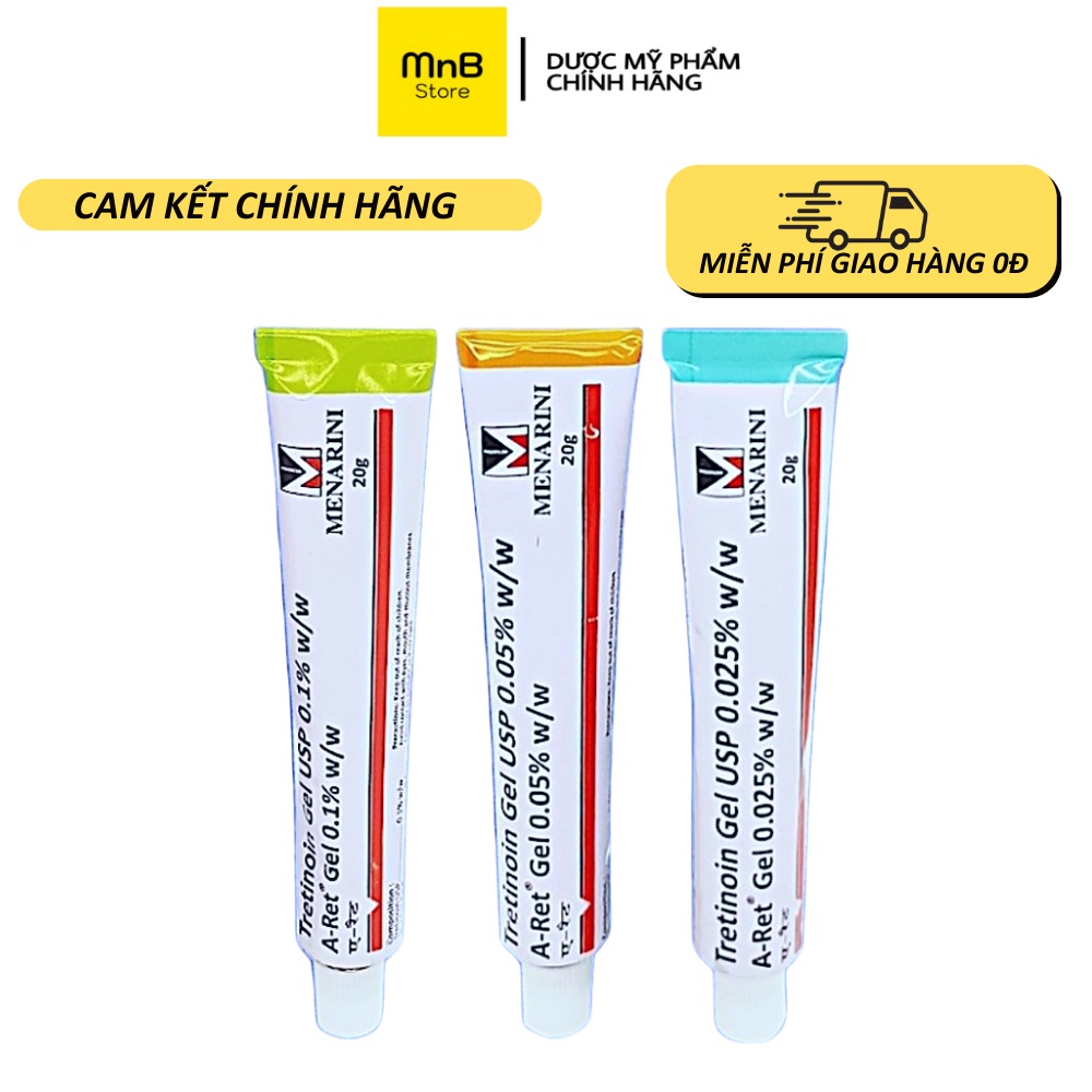 Tretinoin Gel USP Aret kem giảm mụn, mờ thâm nám, chống lão hóa 0.025%, 0.05%, 0.1% 20g