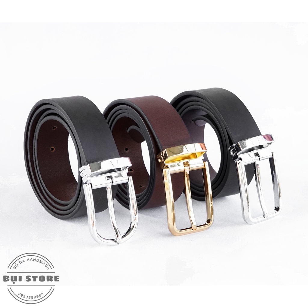 Thắt lưng nam da bò sáp, Dây lưng dây nịt nam da bò nguyên miếng siêu bền đẹp - bản 34mm BH chất lượng da 3 năm