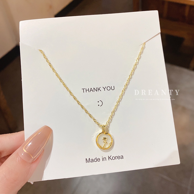 Dây Chuyền Mặt Tròn Họa Tiết Hoa Thời Trang Hàn Quốc Đơn Giản Dễ Phối Đồ