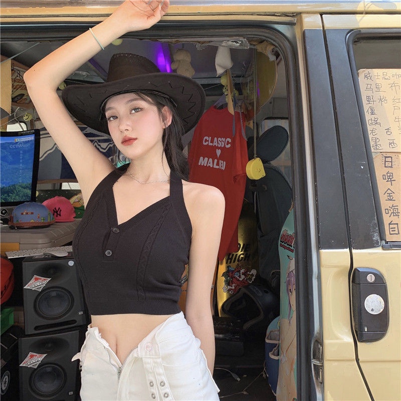 Áo croptop nữ 2 dây buộc cổ kiểu ôm tay ngắn cổ vuông nhún ngực bigsize thun body k5T4