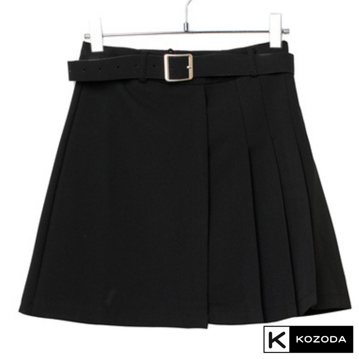 Chân váy xếp ly tennis ngắn chữ a nữ ulzzang đen trắng cạp lưng cao vintage đẹp hàn quốc kèm đai Kozoda Cv21