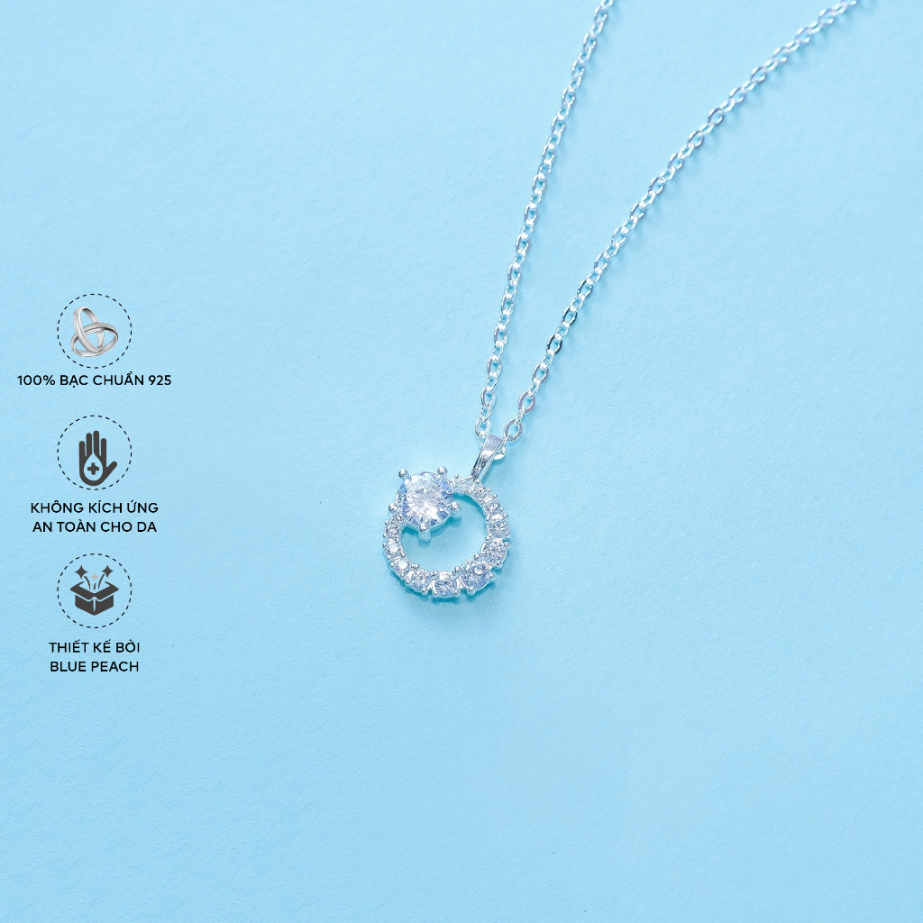 Dây Chuyền Bạc Blue Peach Diamond 5 Chấu DC684