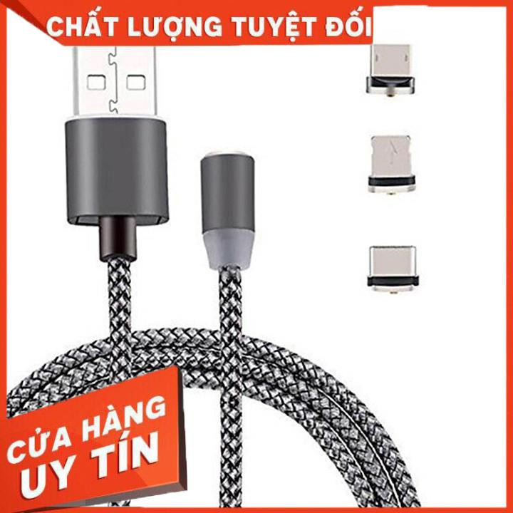 [ BÁN NHIỀU NHẤT ]Cáp sạc từ hút nam châm đầu Iphone | micro USB | Type C xoay 360 độ dây dù,có LED cao cấp