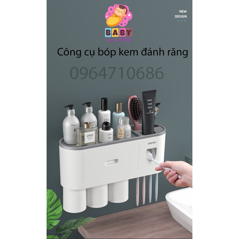 BỘ NHẢ KEM ĐÁNH RĂNG TỰ ĐÔNG, KỆ ĐỂ ĐỒ PHÒNG TẮM CAO CẤP.