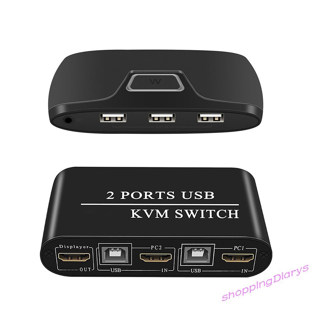 ✤Sh✤ 2 in 1 HD 4K HDMI-Compatible KVM Switch 2 Ports USB Keyboard Mouse Splitter