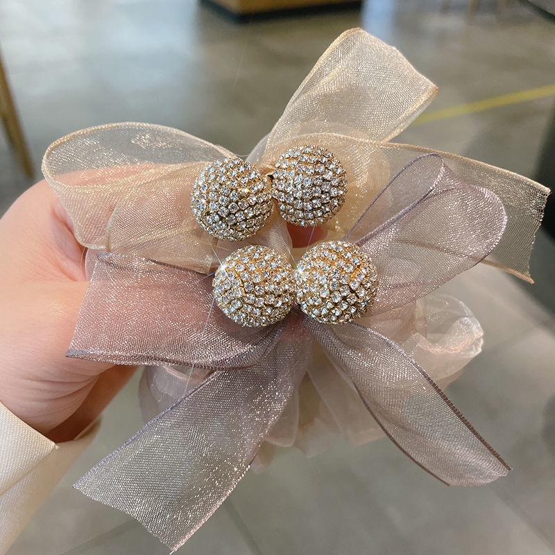 Dây Cột Tóc Cao Su Bản Lớn Đính Đá Cao Cấp 2022 Sang Trọng Thanh Lịch Cho Nữ