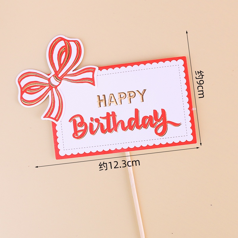 Phụ Kiện Cắm Bánh Sinh Nhật Hình Chữ Happy Birthday Phối Ren Nhiều Màu