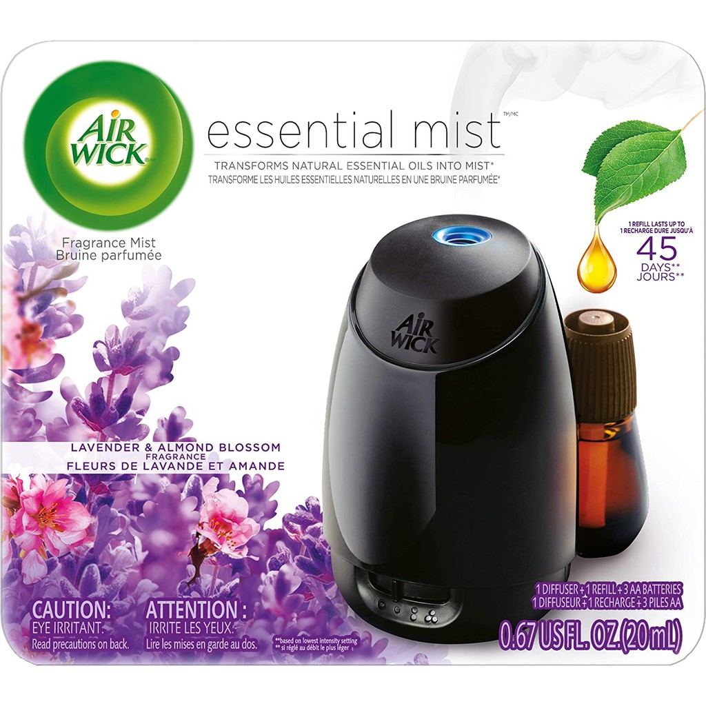 Bộ máy xịt tự động &amp; tinh dầu thơm phòng Air Wick Essential Mist Essential Oils Diffuser+ 1 Refill Lavender and Almond B