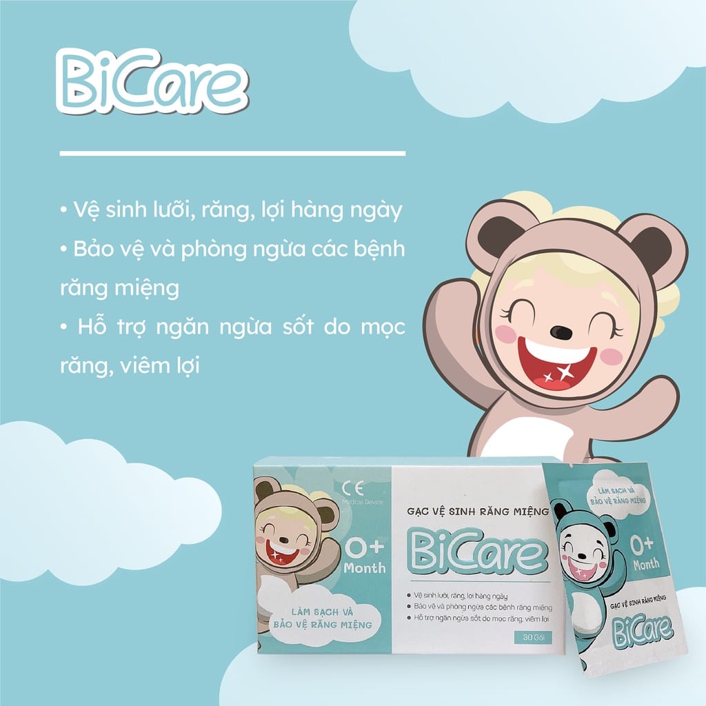 Gạc vệ sinh răng miệng Bicare / Rơ lưỡi Bicare cho bé