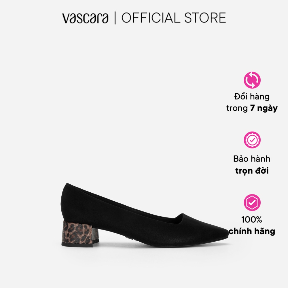 Vascara Giày Bít Mũi Nhọn Gót Trụ Họa Tiết Da Báo - BMN 0530