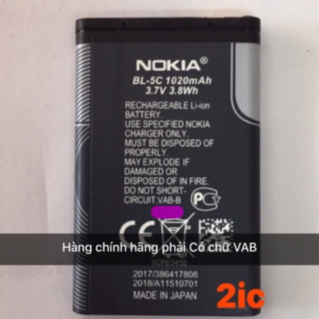 PIN ZILL NOKIA CHO ĐIỆN THOẠI 4C/5C