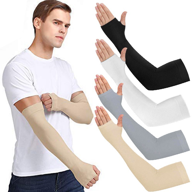 Arm Sleeves Unisex UV Protection Sleeves Arm Cover Sunscreen Cuff Sleeve Ice Silk Sleeves for Men Women Running Golf Cycling Rolhạy xe đạp chơi gôn Rol