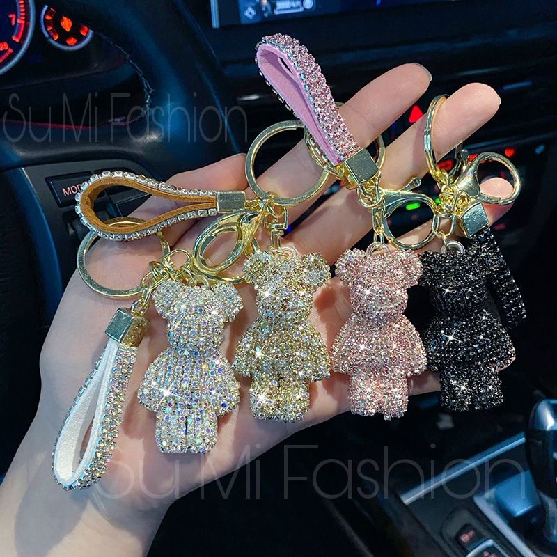 Móc khóa cao cấp gấu Bearbrick đính đá lấp lánh đẳng cấp sang trọng -  trang trí túi xách.