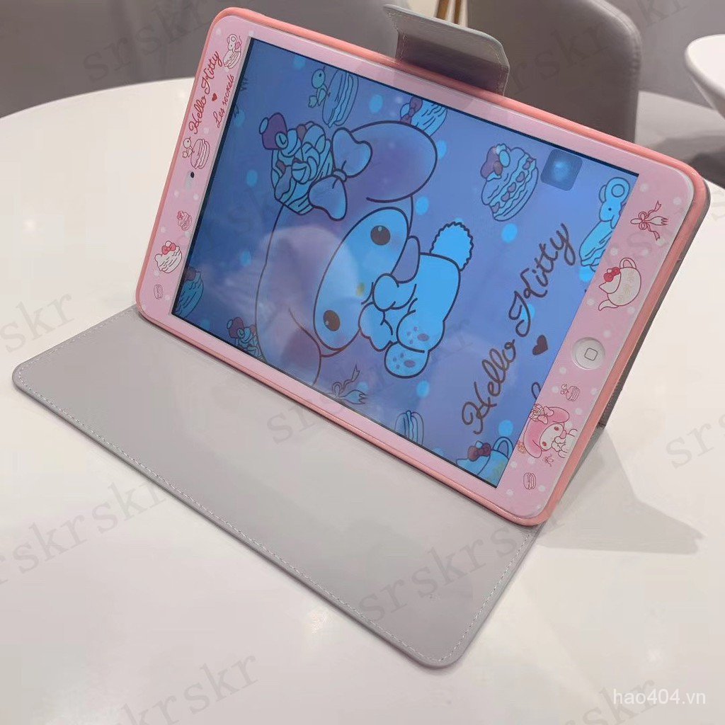 Bao da máy tính bảng nắp gập in hình Hello Kitty Melody hoạt hình cho ipad 5 6 7 9.7 10.2 10.5 Air2/3 Pro Mini1/2/3/4/5