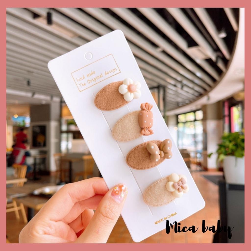 Set kẹp tóc cho bé gái gắn hình thú siêu dễ thương kt34 Mica Baby