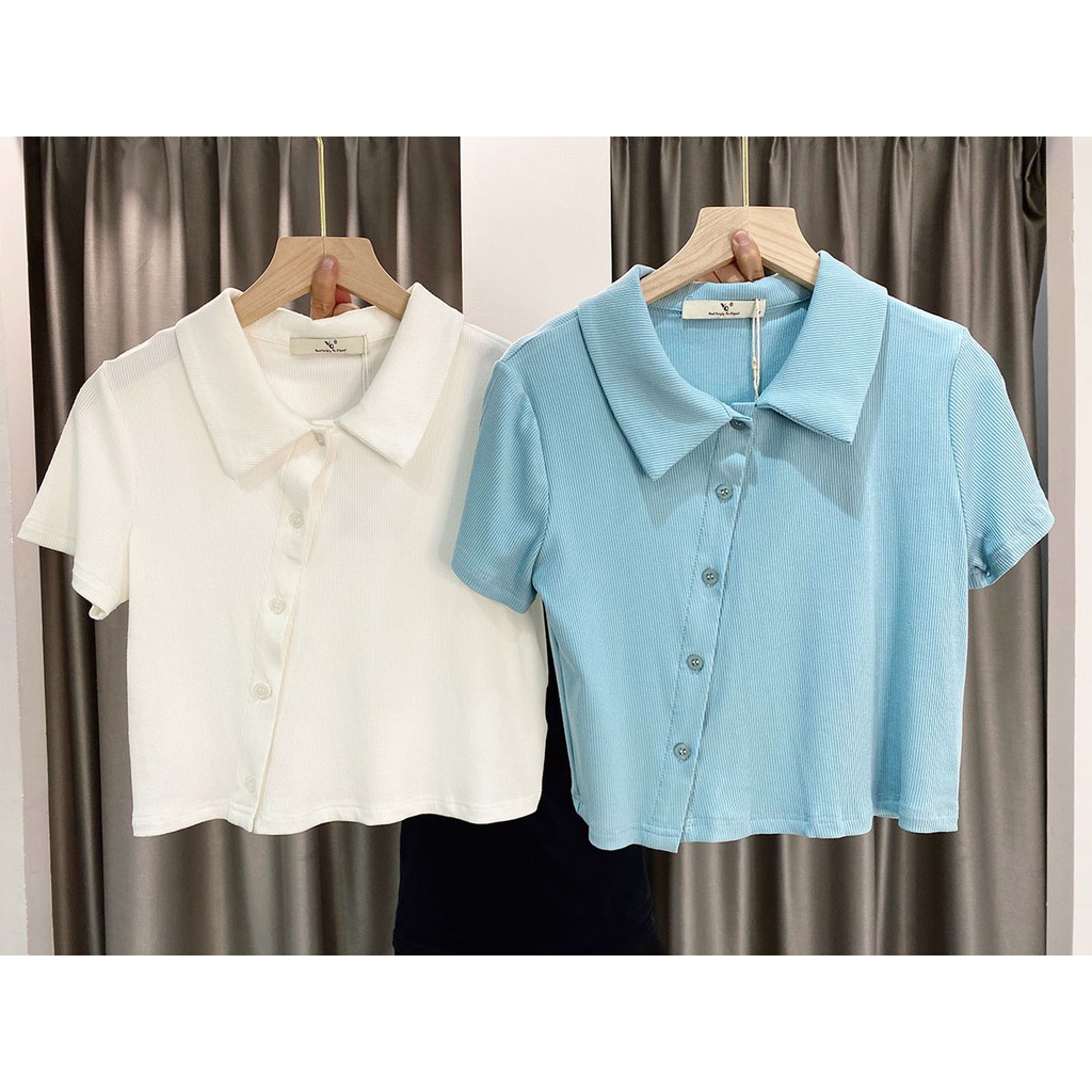 Áo polo cúc lệch