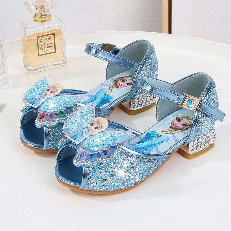 Giày công chúa Elsa cao gót cho bé gái 3-8 tuổi đi học, đi chơi