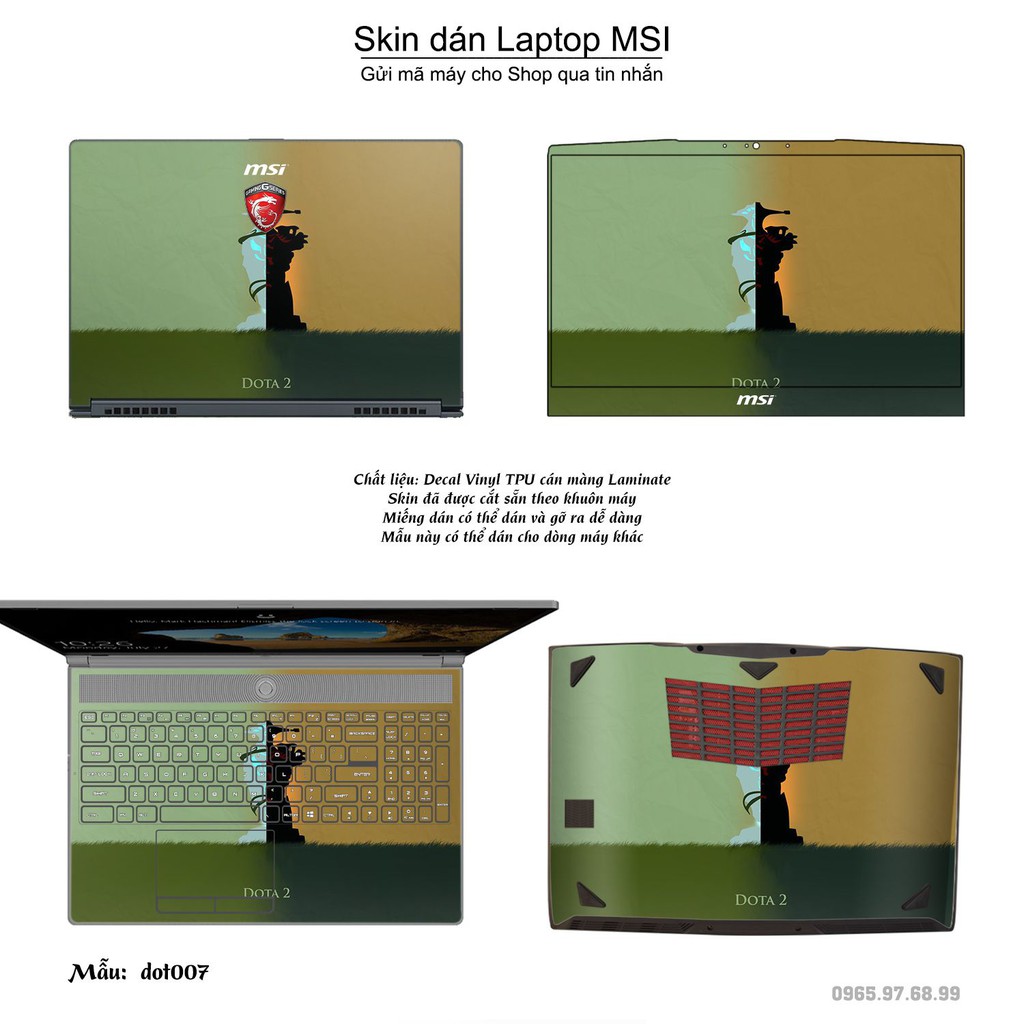 Skin dán Laptop MSI in hình Dota 2 nhiều mẫu 2 (inbox mã máy cho Shop)