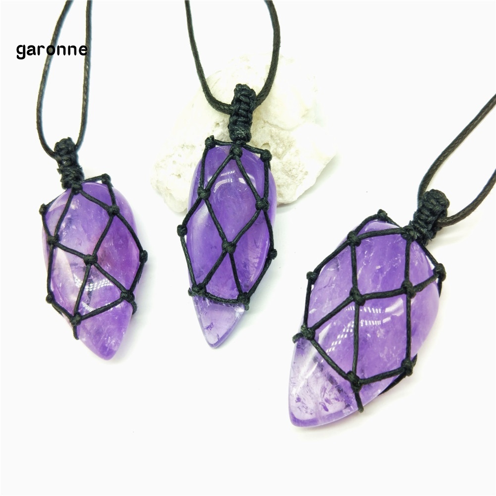 Vòng cổ Mặt Đá Thạch Anh Tím Nhân Tạo Hình Giọt Nước Thời Trang Cho Nữ