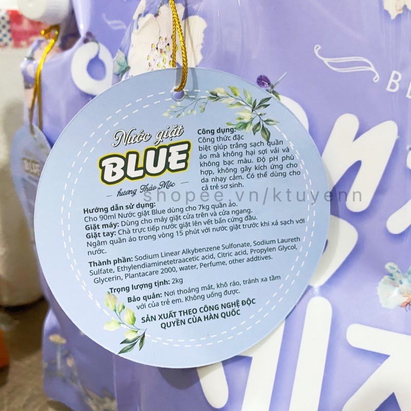 [ SGN ] Nước Giặt Hàn Quốc BLUE 2kg Hương Thơm Thảo Mộc