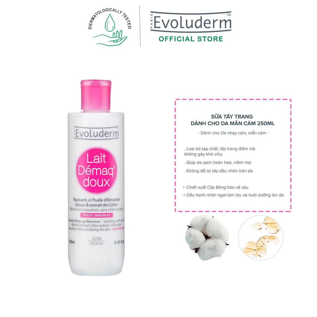 Sữa tẩy trang dành cho da nhạy cảm Evoluderm Lait Démaq' Doux Peaux Sensibles 250ml | BigBuy360 - bigbuy360.vn
