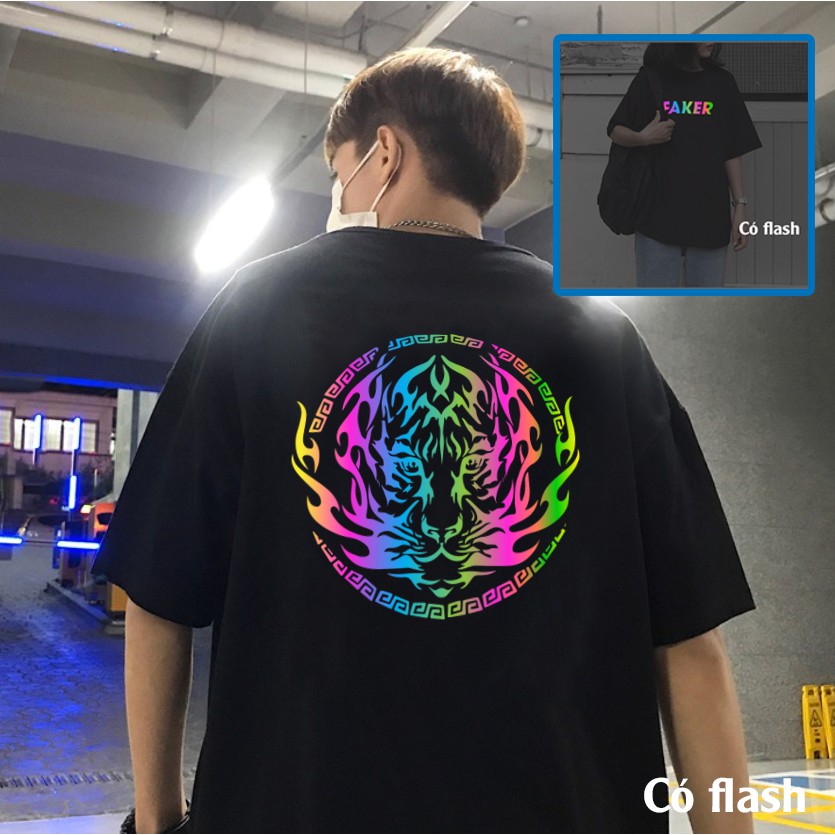 Áo thun unisex form rộng phản quang đa sắc nam nữ Mãnh Hổ Thiết Kế - áo phông tay lỡ tee 360 clothing basic street style