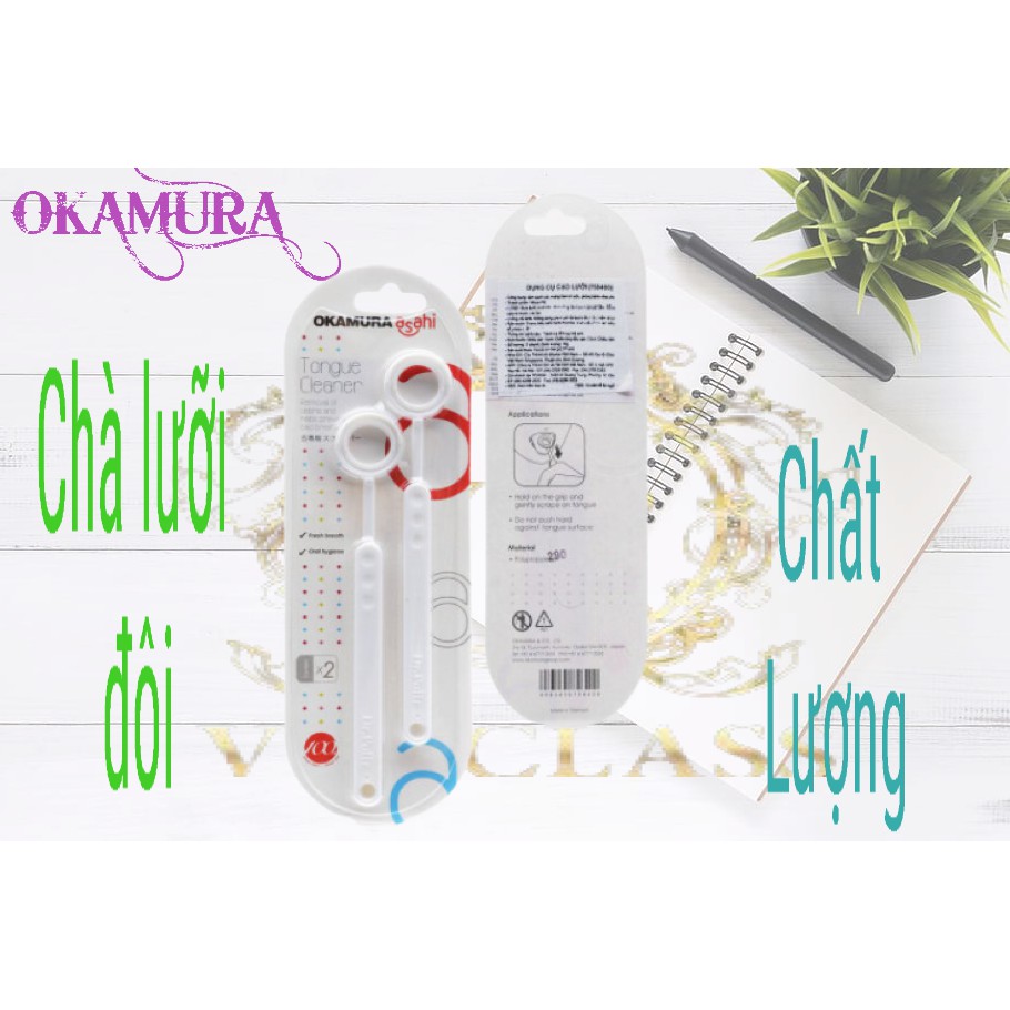 Okamura - Dụng cụ cạo lưỡi Asahi (Vỉ 2 cây)