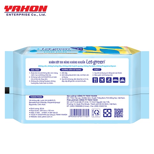 Combo 6 Bao Khăn Ướt Đa Năng Kháng Khuẩn LET-GREEN 80 Miếng/Bao