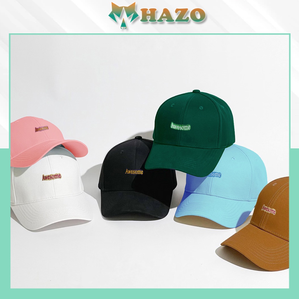 Mũ Lưỡi Trai Nón Kết Nhung Cao Cấp Thêu Chữ Awesome 421 Phong Cách Ulzzang Form Unisex Nam Nữ - Hazo
