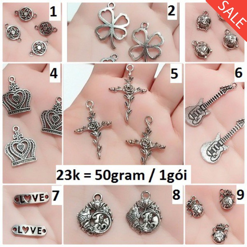 phụ kiện Charm Bạc Cổ : 50g = 23k / 1 gói [ Charm giá sỉ bán theo gram ]