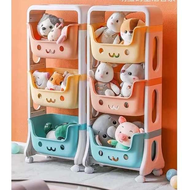 Kệ để đồ hình gấu 3 tầng có bánh xe