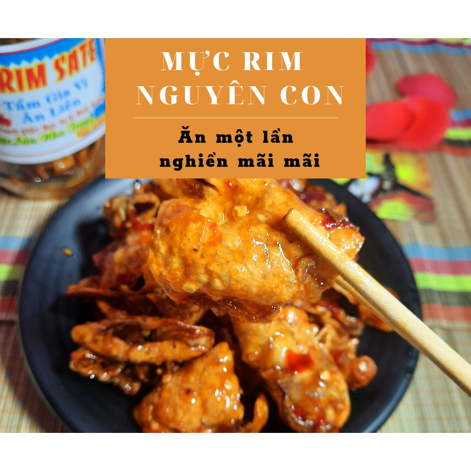 Mực rim me nguyên con /Mực rim sa tế nguyên con hũ 150gram - ăn vặt Nha Trang