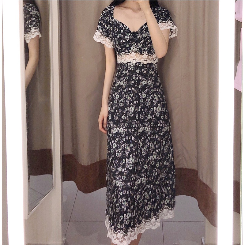 Đầm Phối Ren Dáng Ôm Thời Trang Mùa Hè Cổ Điển Cho Nữ