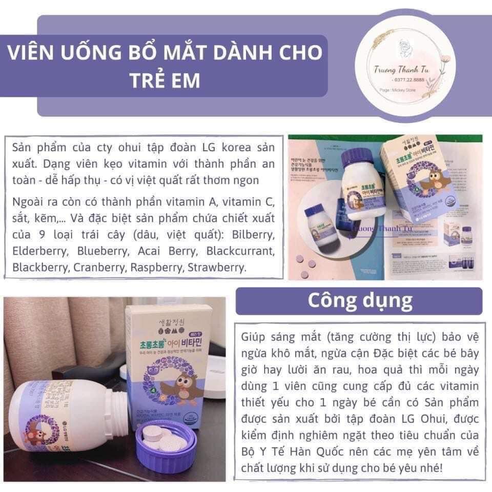 Viên Uống Bổ Mắt Dành Cho Bé Cung Cấp Vitamin A, C...  Giúp Cho Đôi Mắt Của Bé Khỏe Mạnh, Sáng Trong