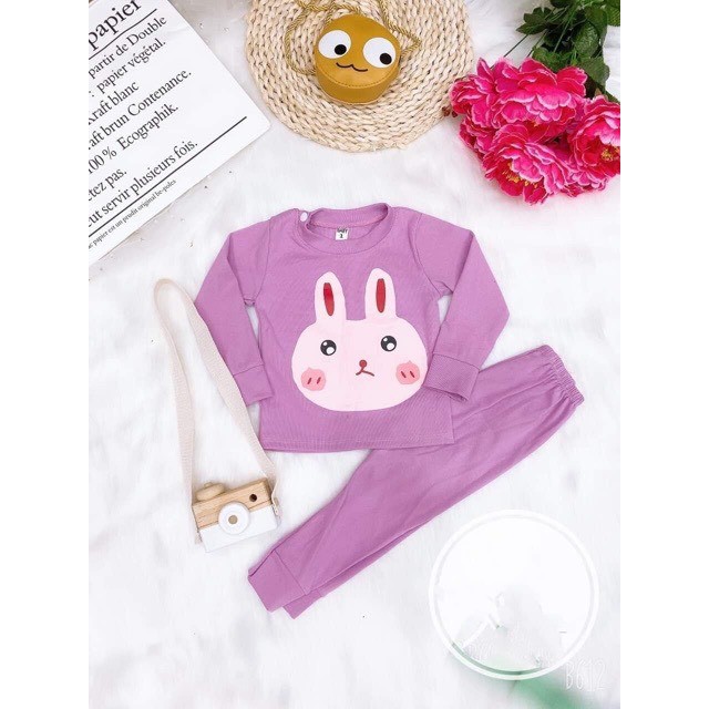 Bộ quần áo cotton dài tay in hình thú cho bé từ 8-18kg