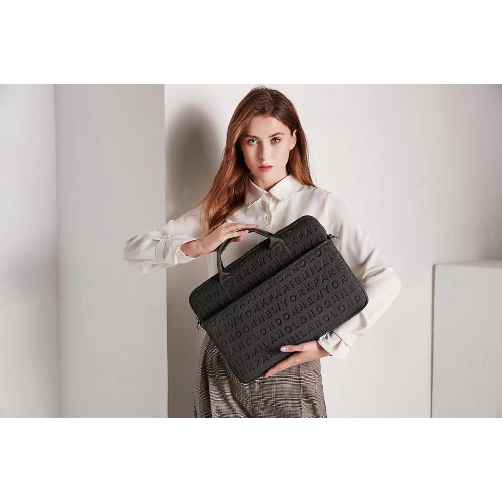 Túi Wiwu Cosmo Slim Case dành cho Laptop/Ultrabook họa tiết khắc nổi chữ cái Alphabet cực độc đáo - Hàng Chính Hãng
