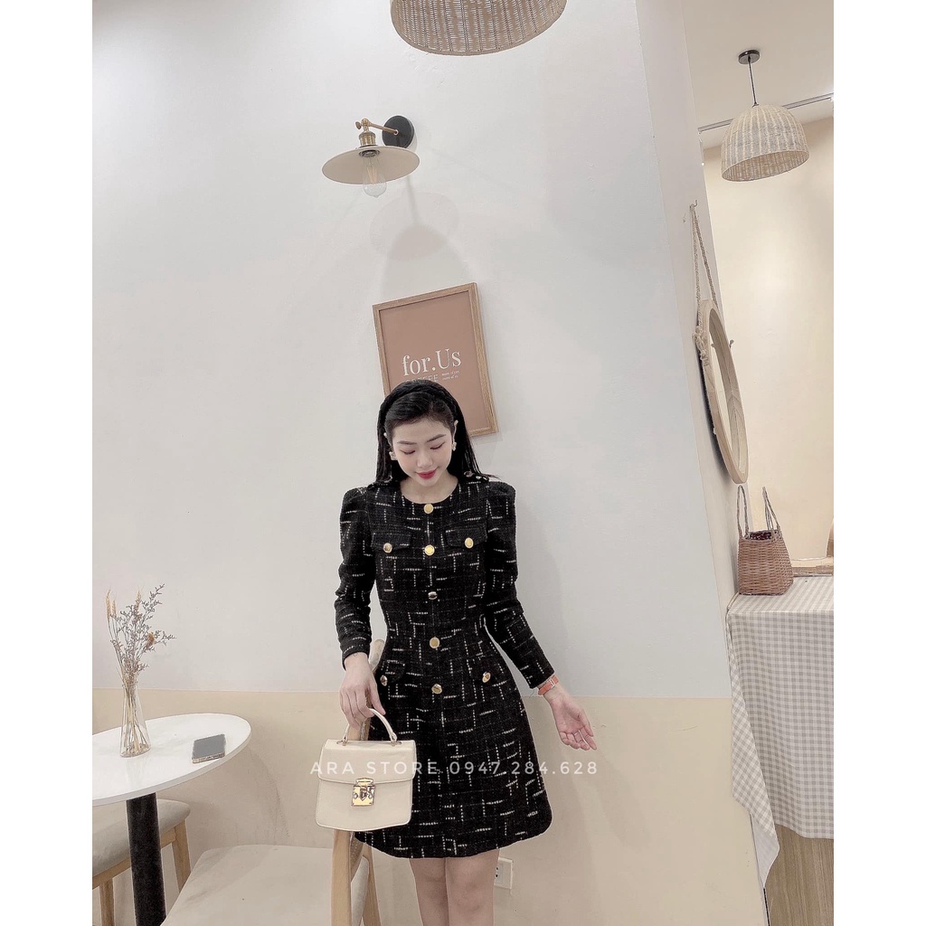 Váy dạ Tweet cúc bọc cao cấp thời trang sang trọng Ara Store V5 | BigBuy360 - bigbuy360.vn