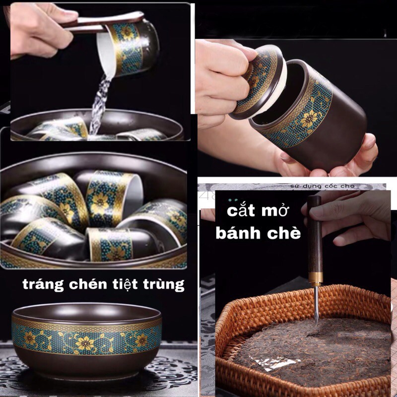 Bộ ấm chén trà đạo cối xay gốm sứ Tử Sa cao cấp (bao gồm bộ 18 chi tiết , 17 chi tiết ,11 chi tiết , 8 chi tiết)
