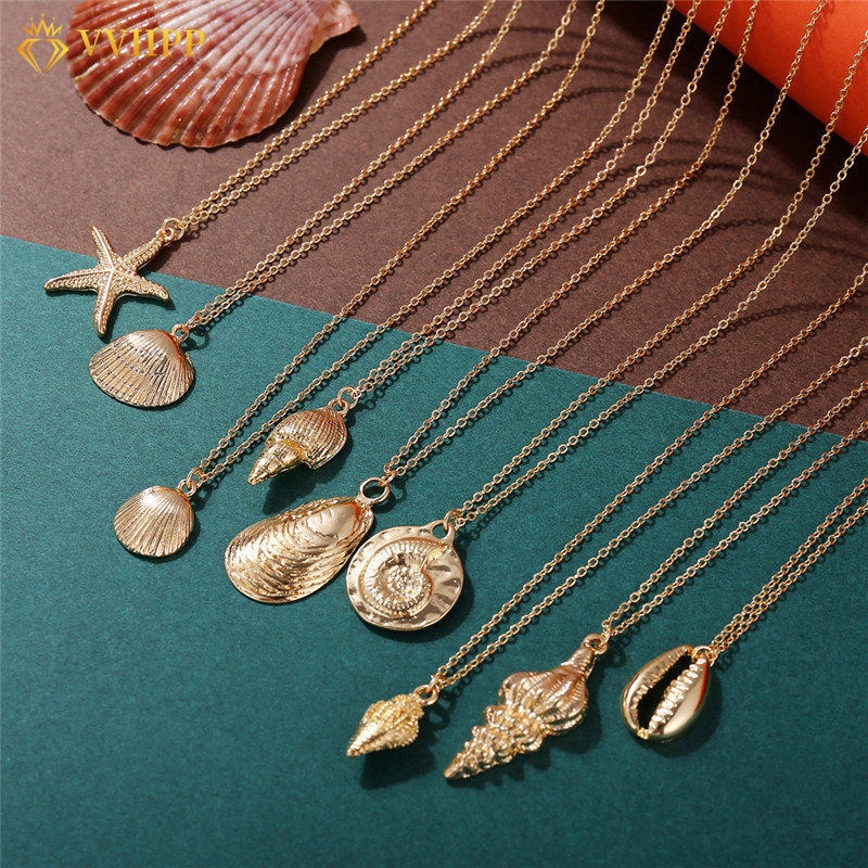 Vòng cổ hợp kim mặt vỏ sò nhiều kiểu dáng thời trang Hàn Quốc cho nữ