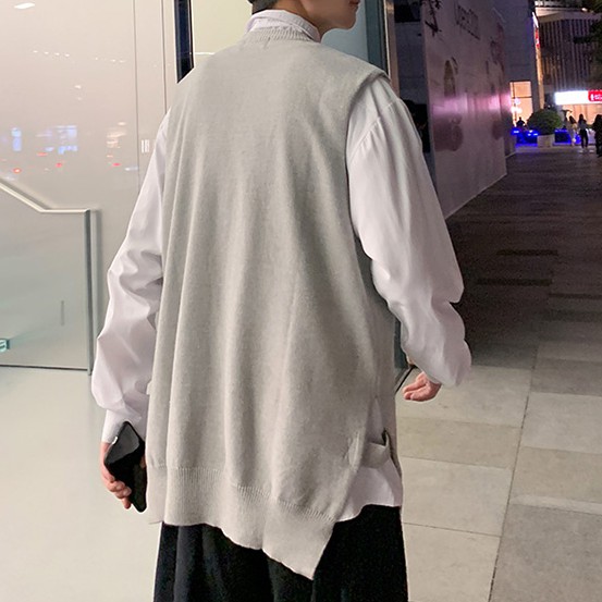 Áo Sweater unisex  không tay sành điệu cho nam Quần áo đơn giản áo len nam hàn quốc áo len cặp đôi cổ tròn