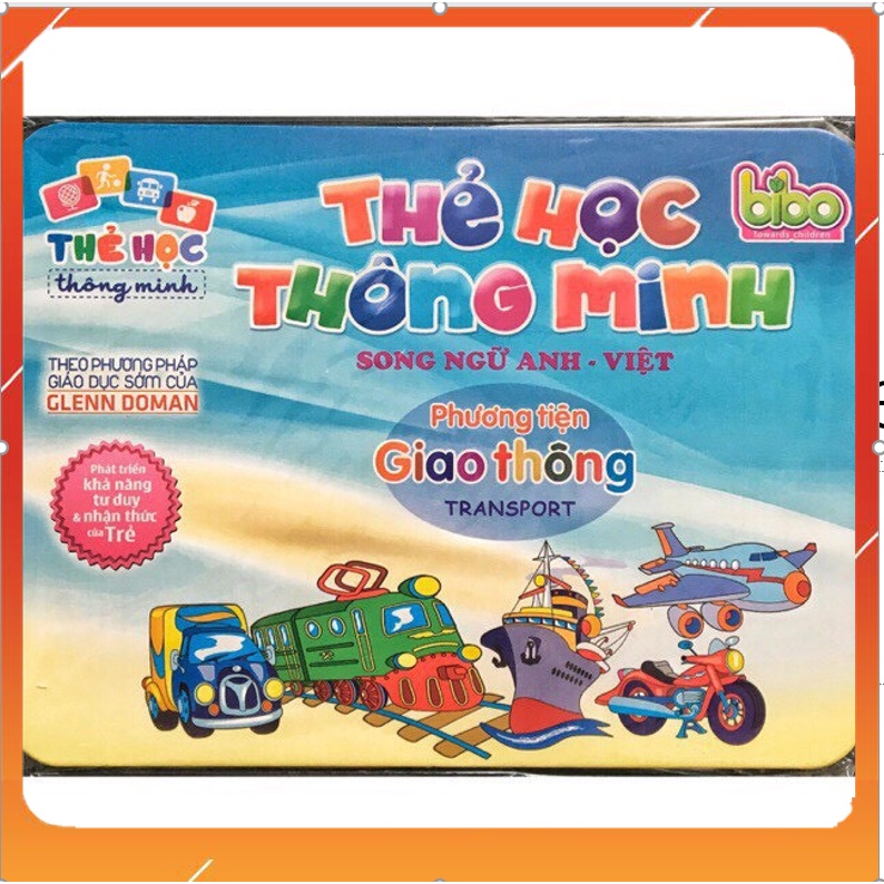Đồ chơi thẻ học thông minh song ngữ Bibo cho bé - thẻ flashcard Anh Việt chủ đề phương tiện giao thông