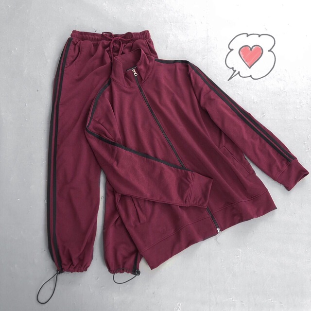 Set bộ đồ thể thao - Áo khoác line + quần line pants 4 màu hồng, đen, vàng, xanh kèm ảnh thật