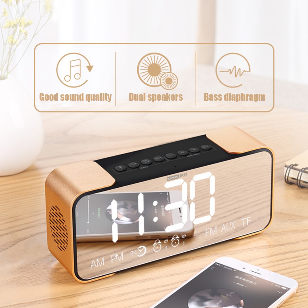 Loa Bluetooth Kiêm Đồng Hồ Thời Trang Lenovo L022 Bt Tráng Gương