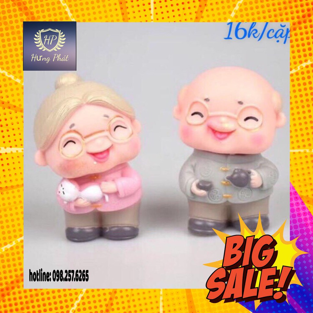 Tượng Ông Bà ngoại trang trí bánh mừng thọ- Ông bà ngoại- Trang trí bánh sinh nhât bánh kem - HƯNG PHAT Shop